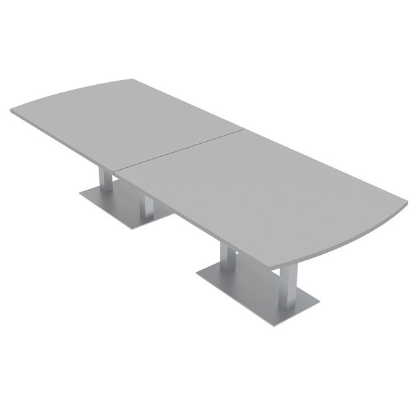 Skutchi Designs 10 Person Conference Table with Metal Bases, Modular Arc Rectangle Shaped Table, Light Gray HAR-AREC-46X119-DOU-XD01